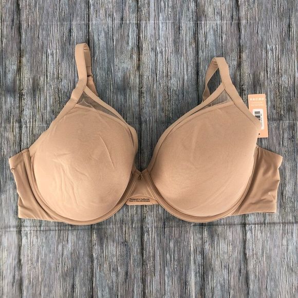 Thirdlove Classic Contour Uplift Taupe Plunge Bra NWT size 46C Mesh Trim - Picture 2 of 10